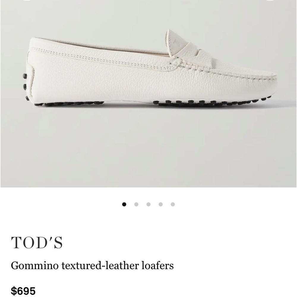 Tod's White Textured Leather Loafers